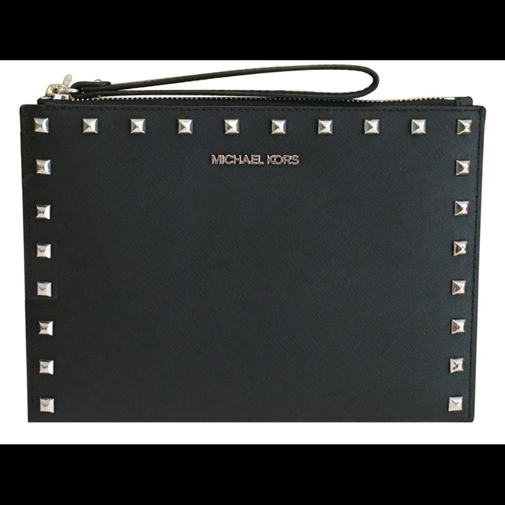 Michael Kors XL Zip Clutch Studded Wristlet